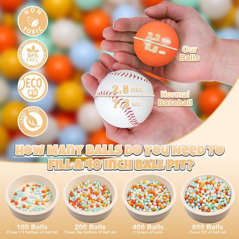Gogoso Cream Ball Pit Balls 100 Balls, 2.2 Inch Ball Pool Balls for Baby Fun Toys, Different Shaped for Toddler Ball Pit, Boys Girl Kids Birthday, Tent,Slides - Image 2